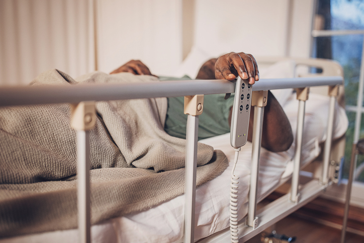 Man adjusted bed for sleeping
